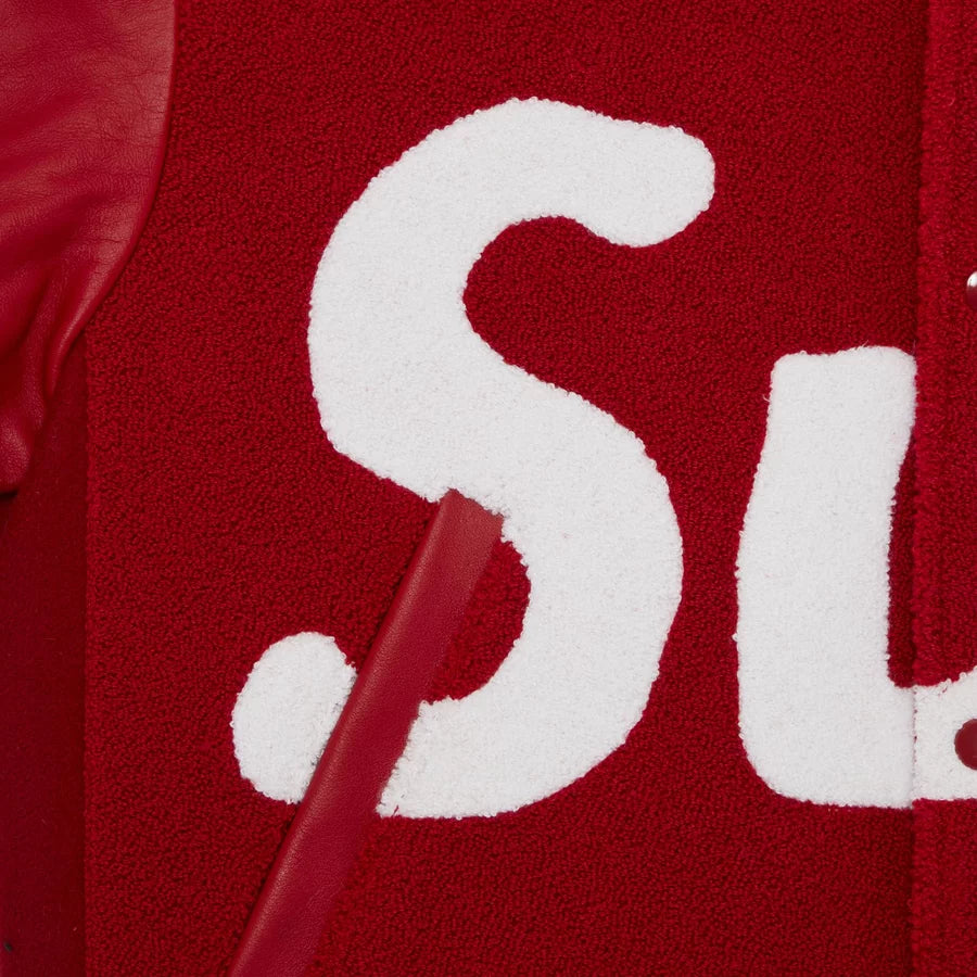 Supreme Big Logo Chenille Varsity Jacket Red