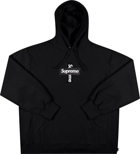 Supreme Cross Box Logo Hooded Sweatshirt Black